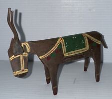 Vintage Folk Art Metal “Donkey” / “Bull”Figurine Hand Painted picture
