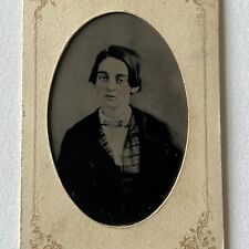 Antique Tintype Photograph Beautiful Young Woman Masc Attire ID Anne Boulder picture