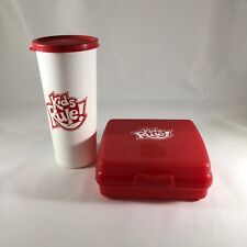 Tupperware Kids Rule Sandwich Keeper And 16 Oz Cup With Lid Vintage picture