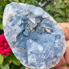 1.8LB  Natural Beautiful Blue Celestite Crystal Geode Cave Mineral Specimen picture