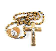 Large Olive Wood Wall Hanging Rosary Big Beads Jerusalem Holy Land Handmade picture