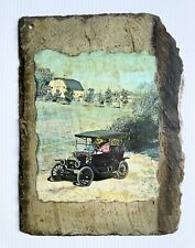 Vtg Roofing Slate Homemade Wall Hanging Ford Model T “The Good Old Days” 10x14” picture