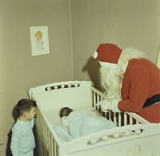 c1950s Creepy Santa Clause~Hovering Crib~Christmas Eve~120mm VTG Film Slide picture