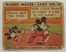 VINTAGE 1935 MICKEY MOUSE GUM CARD #46 SKUNK PANHANDLER CARD RARE DISNEYANA picture