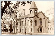 Clinton Iowa~First Baptist Church~Boys on Curb~Mansion Next Door~1920 RPPC picture