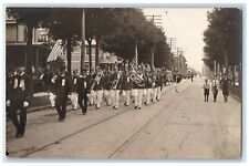 c1910's Marching Band Parade Street Scene RPPC Photo Posted Antique Postcard picture