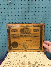 Bank Of Newberg 1906 Stockholder Certificate Laminated On Wood, Signed picture