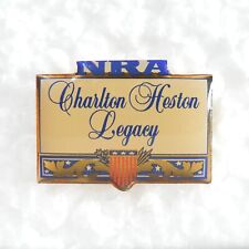 NRA Charlton Heston Legacy Enamel Hat Lapel Jacket Pin Pinback gold tone Shield picture