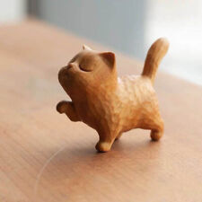A tsundere cat -- Wooden Statue animal Carving Wood Figure Decor Children Gift S picture