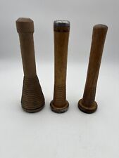 Lot of 3 Vintage Wooden Thread Spools Bobbins 8” & 8 1/2” Tall Beehive Nice picture