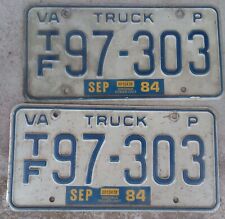 1984 Virginia Power Unit Truck License Plate Set Tin Vintage picture