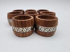 Set of 8 Pcs Wood and metal napkin rings Made in India picture