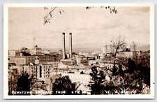 Spokane Washington~Hotel Carlyle~Downtown From 6th Ave~Smokestacks RPPC c1940 picture