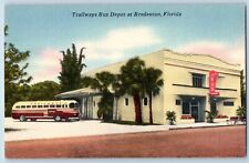 Bradenton Florida FL Postcard Trailways Bus Depot Building 1940 Vintage Unposted picture