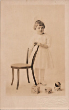 Rppc Very neat little girl with toys Linda Mary Winters antique postcard a65 picture