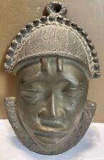Antique Old Vintage Heavy African Bronze Wall Mask Face.    “Z” picture