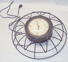 Vintage Sessions Black Wire Round Wall Clock 15 in. - Tested WORKS picture