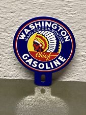 WASHINGTON GASOLINE Metal Plate Topper Sign Gas Oil Indian Sales Service Station picture