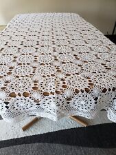 Jeffrey Banks Home White Cotton Crochet Table Cover Tablecloth 84