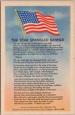 Vintage 1940s PATRIOTIC Greetings Postcard STAR SPANGLED BANNER Anthem MWM Linen picture