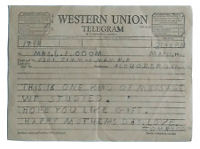1963 VTG WESTERN UNION TELEGRAM HAPPY MOTHER'S DAY picture