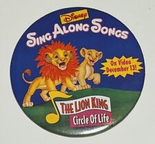 Vintage WALT DISNEY Sing Along Songs LION KING Video Circle Of Life Button/Pin  picture