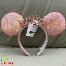 Pink Sequin Minnie Mouse Headband Disney Parks Ears Tiara Princess Crown picture