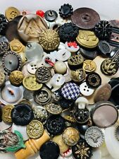 Antique Vintage Large Lot Of Buttons Metal Picture Mop Shell Black Glass Etc Z4 picture