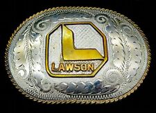 Lawson R&R Westen Ornate Scroll Nickel Silver Vintage Belt Buckle picture