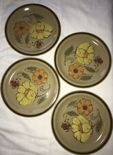 VTG 1970’s GRANADA STONEWARE JAPAN LOT OF 4 FLORAL DINNER PLATES 10.5” GUC picture