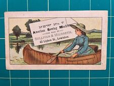 American Sewing Machine trade card - woman in canoe - Lewiston, ME picture