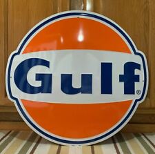 Gulf Gasoline Metal Sign Garage Vintage Style Wall Decor Tools Oil Bar Pub picture