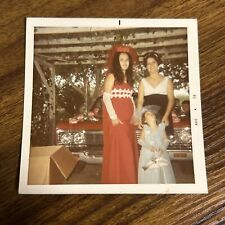 Pretty Bride in Red Wedding Gown & Classic Car 1970s Vintage Color Photo T1 picture