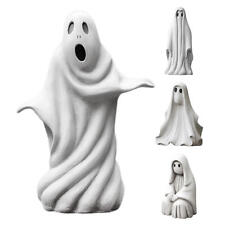 Ghost Figurine Halloween Ghost Ornament Resin White Ghost Sculpture Decoration picture