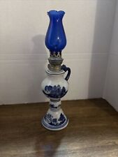 Vintage Antique Blue Oil Lamp picture