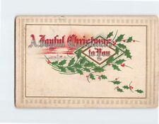 Postcard A Joyful Christmas to You with Hollies Embossed Art Print picture