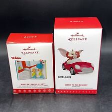 Two Hallmark Keepsake Ornaments Gizmo The Gremlin And Dr. Seuss Book picture