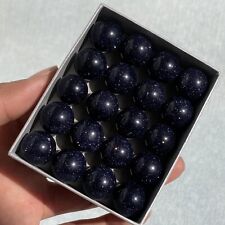 20pcs Wholesale Blue Gold sand Ball Quartz Crystal 15mm+ Sphere Reiki +box picture