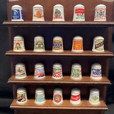 Franklin Mint The Country Store Thimble Set Of 20 w Display FP Porcelain 1980 picture