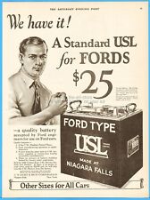 1921 U S Light and Heat Niagara Falls NY USL Battery Ford Type 1920's Garage Ad picture