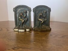 Pair of Antique Bronze “The Thinker” Bookends 1920's Rodin Sculpture  picture