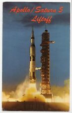 Apollo / Saturn V Space Vehicle Launch Kennedy Space Center Chrome Postcard picture