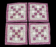 Set of 4 Unique Import-Export Quilted Pink Floral Cotton Pillow Covers 16