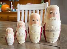 Santa Nesting Dolls 4 Stacking Wooden Santas Martyoshka 7” picture