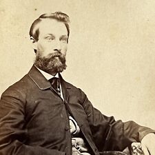 Antique CDV Photograph Handsome Dashing Man Great Beard Civil War Era picture