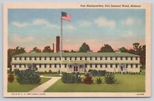 Fort Leonard Wood Missouri MO - Post Headquarters 1942 Linen Postcard picture