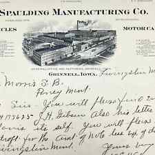 1916 Spaulding Mfg. Co. Vehicles & Motorcars Letterhead Grinnell IA AB5 picture