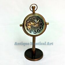 Antique Brass Desk Clock Quartz Vintage Table top Decorative picture