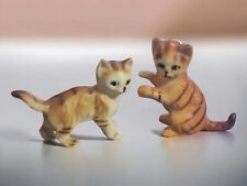 Bone China Miniature Cat Figurines Japan Lot of 2 Vintage picture