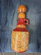 Fausto Corduri Italian Leather Wrapped Decanter Map Print Vintage 1960’s  picture